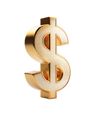 Golden dollar symbol wealth finance currency investment savings economy on transparent background