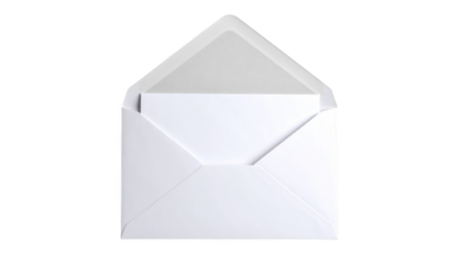 Open white envelope isolated on transparent background