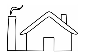 Simple house and chimney with smoke building outline
