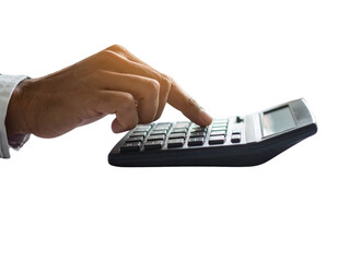 hand holding a calculator