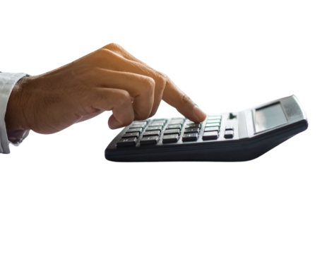 hand holding a calculator