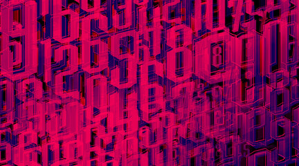 abstract gradient pink and violet and black numbers can be continuous on the white lines in black background, decor, fashion, banner, template, picture, background, copy space