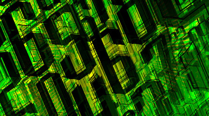 abstract large black numbers stacked on gradient green and yellow background, decor, fashion, banner, template, picture, background, copy space