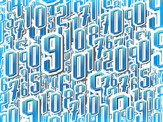 The gradient blue numbers with white borders on blue background, fashion, decor, picture, background, line, copy space
