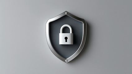 Cybersecurity Shield with Padlock Symbol Representing Data Protection and Digital Security

