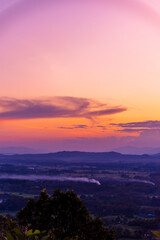 Vertical Horizon Violet pink sky Romantic landscape sunrise romantic beautiful landscape view. Dawn sky gold dusk time cloudscape with sunlight. Vertical twilight sunset golden time sky sunrise dawn