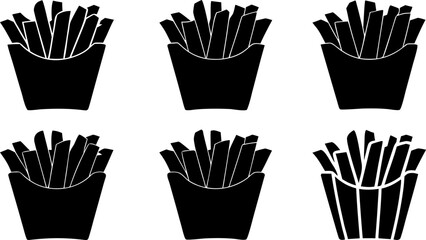 3d fast food realistic fries potatoes  silhouette .eps