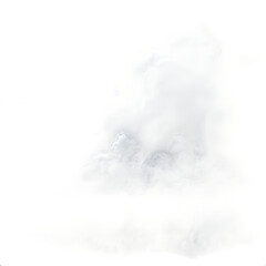 Thick white fog cloud with soft edges and flowing transitions, transparent background for use in atmospheric or cinematic scenes