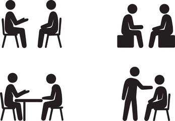 one-on-one mentoring session silhouette set – stick figure guidance and personal coaching icons