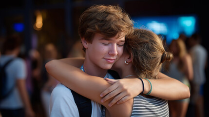 Naklejka premium Emotional embrace between friends after a heartfelt session