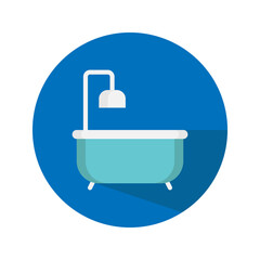 Bathroom Flat with Icon background, Editable Stroke. Suitable for Software and Device Design Icon. Vector Illustration.