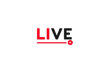 Red "LIVE" text with a horizontal bar and clock