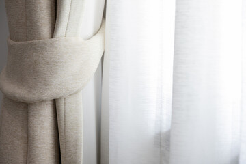 interior design stylish curtain fabric window light cozy soft ambiance warm elegant serene home...