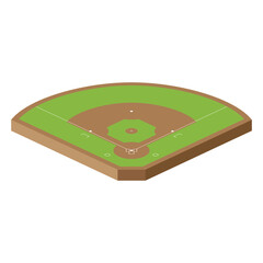 野球　グラウンド　野球場　立体　イラスト