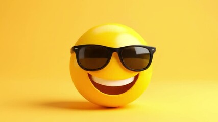 3D Smiling Face with Sunglasses emoji Video - Powered by Adobe