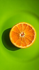sliced orange on a green plate.