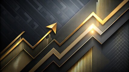 Obraz premium Golden Arrow Ascending on Dark Textured Background Business Growth Concept