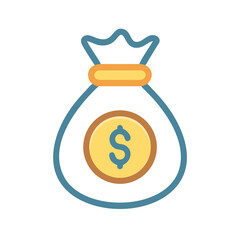 Iconic money bag illustration on White Background symbolizing wealth