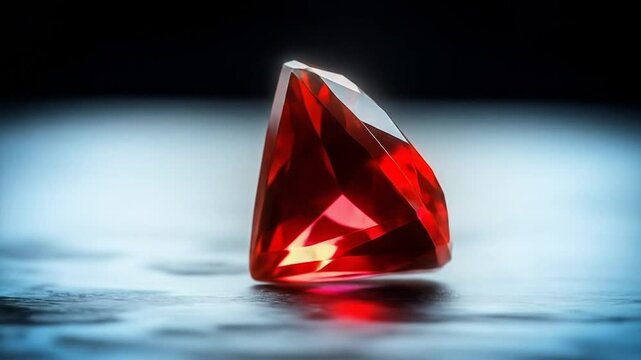 Ruby's Radiant Allure: Captivating close-up of a radiant ruby gemstone, showcasing its deep crimson hue, with light dancing across its expertly faceted surface, representing beauty.