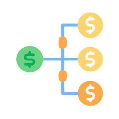 Visual depiction of wealth redistribution via linked dollar coins