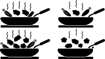 cooking process of vegetables on pan .eps