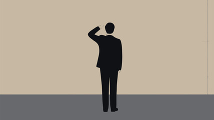 Obraz premium Man looking at brick wall illustration vector art design concept back view person searching problem solving