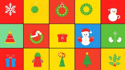 Fototapeta premium Festive christmas icon set displaying traditional holiday decorations and symbols