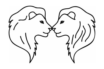 Two lions facing each other animal animals