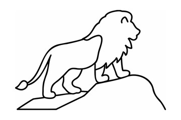 Majestic lion standing on rocky outcrop king of the jungle