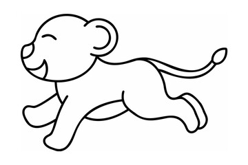 Happy lion cub running with joy playful cartoon