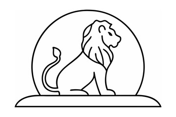 Majestic lion sitting within a circular emblem regal