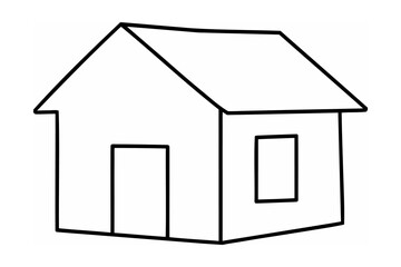 Simple house outline with door and window home dwelling