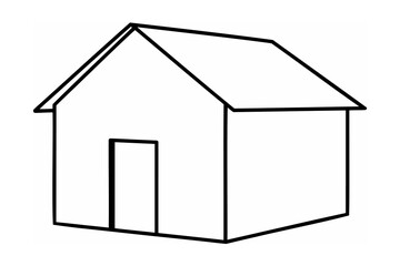 Simple black outline house with door home dwelling