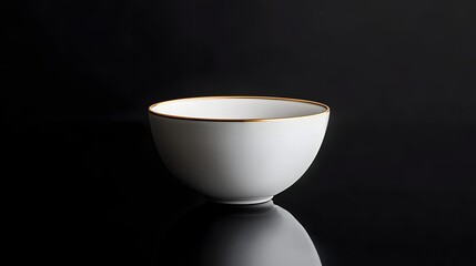 Elegant White Porcelain Bowl with Gold Rim Perfect for Food  or Table Setting