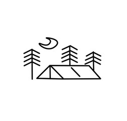 tent in forest icon vector art on white background