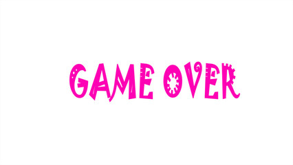 Game over icon text on a white background. gaming concept.