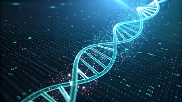 Digital DNA Strand Abstract Background Genetic Code Science Technology