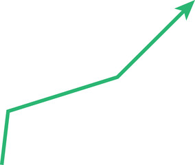 Green arrow pointing upwards indicating growth and success on a white background