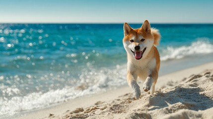 Shiba Inu Running on Beach/ビーチを走る柴犬2