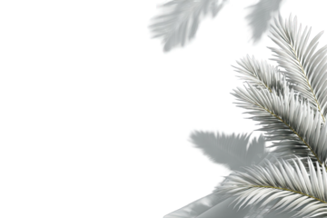 Abstract, monochrome, botanical design with light gray leaves