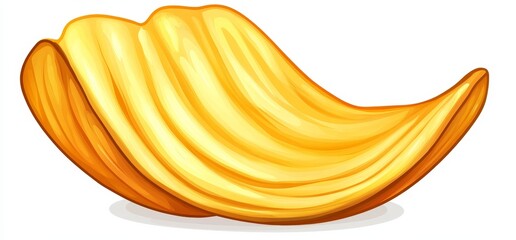 Single, ripe, yellow jackfruit chip isolated on white background.