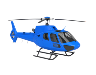 3D blue helicopter icon representing aviation, transportation, and aerial mobility, isolated on white background