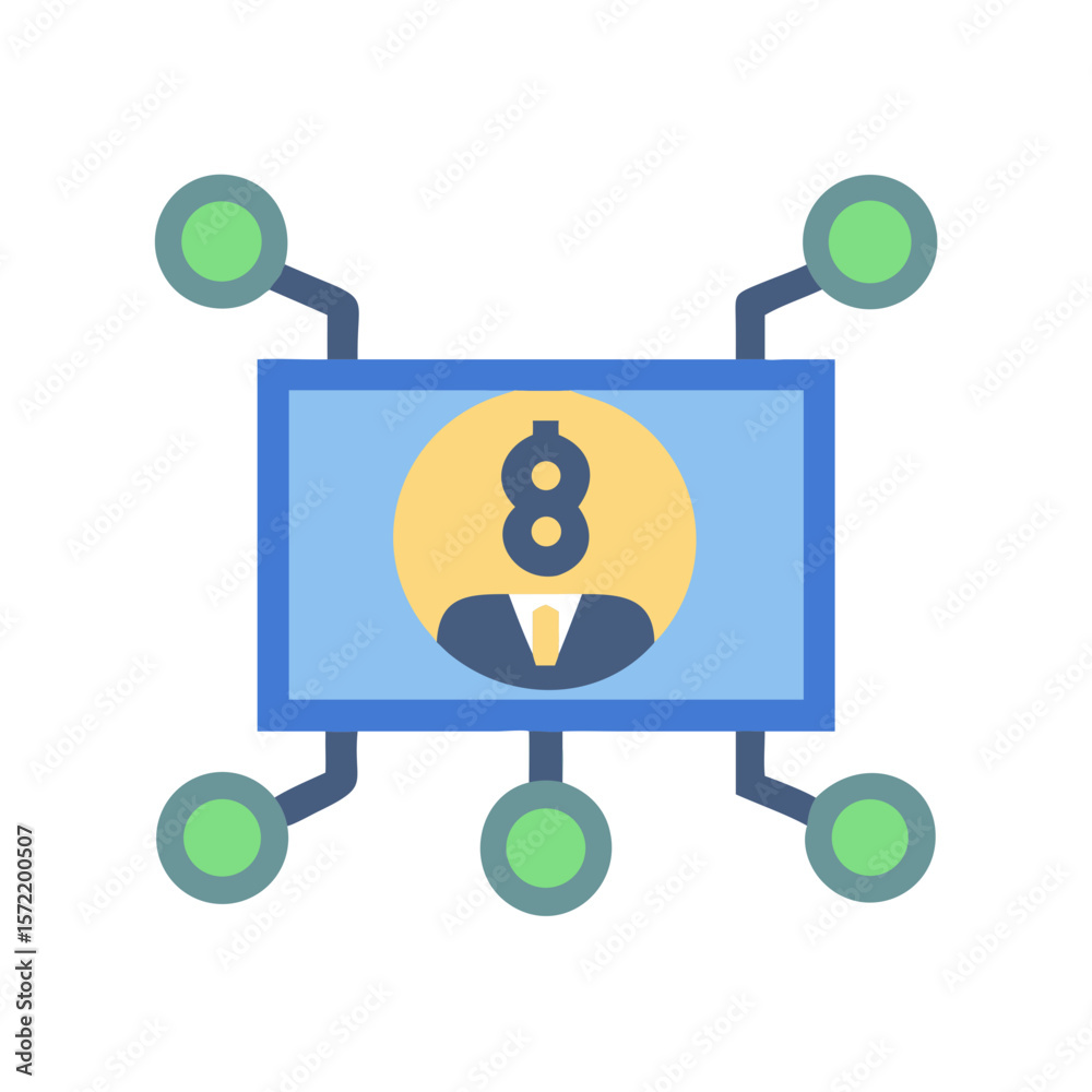 Poster connected network node showcasing individual profile and networking connections