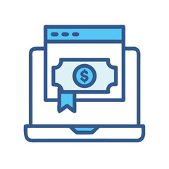 Digital currency concept icon on laptop display screen