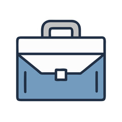 Blue briefcase graphic illustration on White Background for business