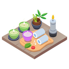 Spa Wellness and Aromatherapy Isometric Set