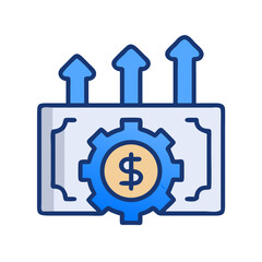 Money growth with mechanical process in visual representation