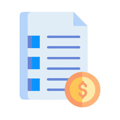 Financial document and coin icon for commercial illustrations