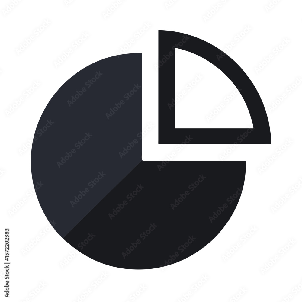 Poster dark monochromatic pie chart representing data analysis visualization