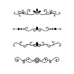 Decorative simple divider. Text dividers retro minimal line separators,  Vector isolated geometric wedding card heart separator elements set. Text dividers. . Hand drawn vector illustration. 
